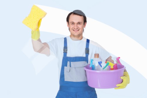 Professional cleaners working in a Shoreditch home interior