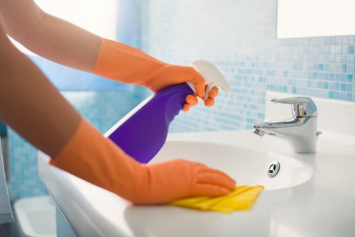 Bathroom cleaning during an end of tenancy service in Shoreditch