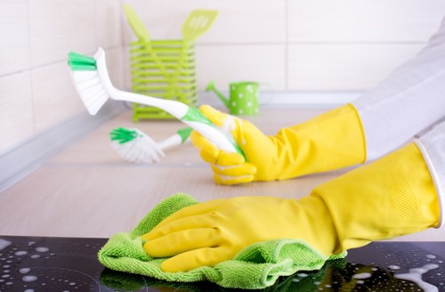Cleaner preparing a Shoreditch property for a one-time deep clean